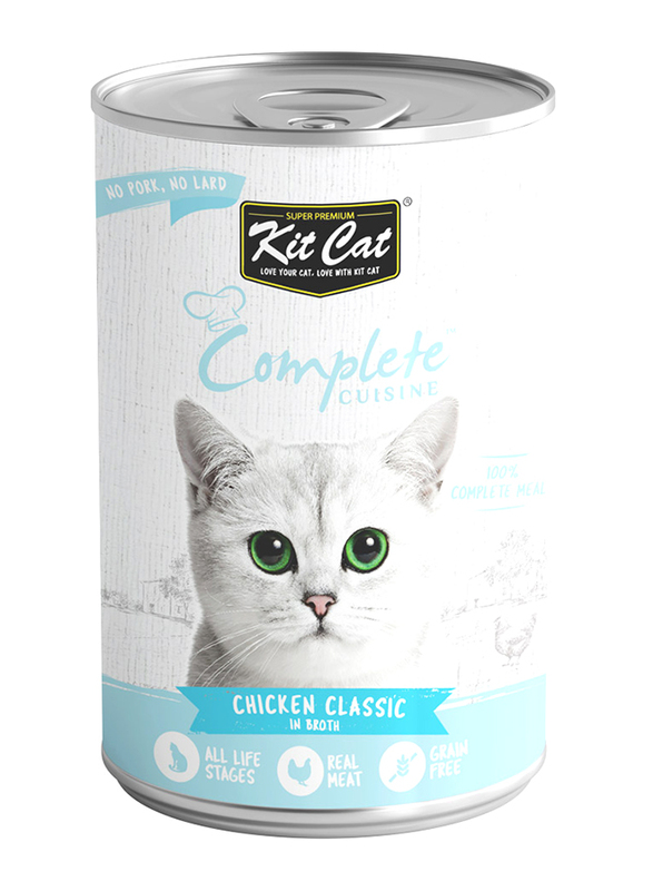 KitCat Complete Cuisine Chicken Classic Flavour In Broth Can Wet Cat Food, 150g