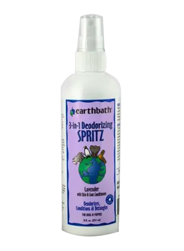 Earth Bath 3-in-1 Deodorizing Sprtiz Spray for Conditioning, Detangling in Lavender, 237ml, Purple