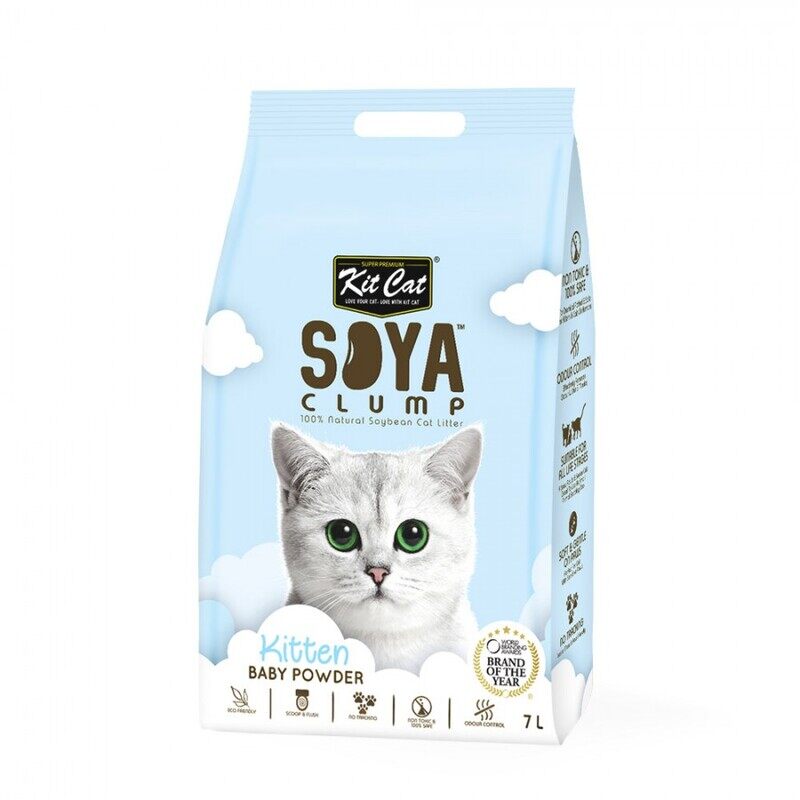 

KitCat SOYA KITTEN Cat Litter - Clumping - Baby Powder - 7L