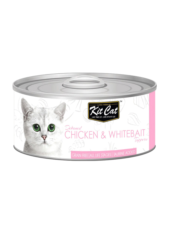KitCat Deboned Chicken & Whitebait Classic Flavour Can Wet Cat Food, 80g