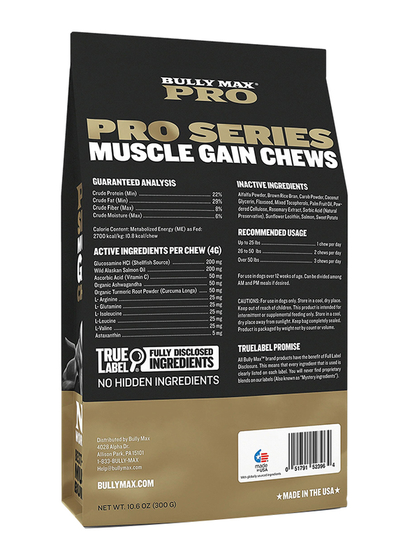 Bully Max Pro Series 11 in 1 Dog Muscle Gain Chew, 300g, Multicolour