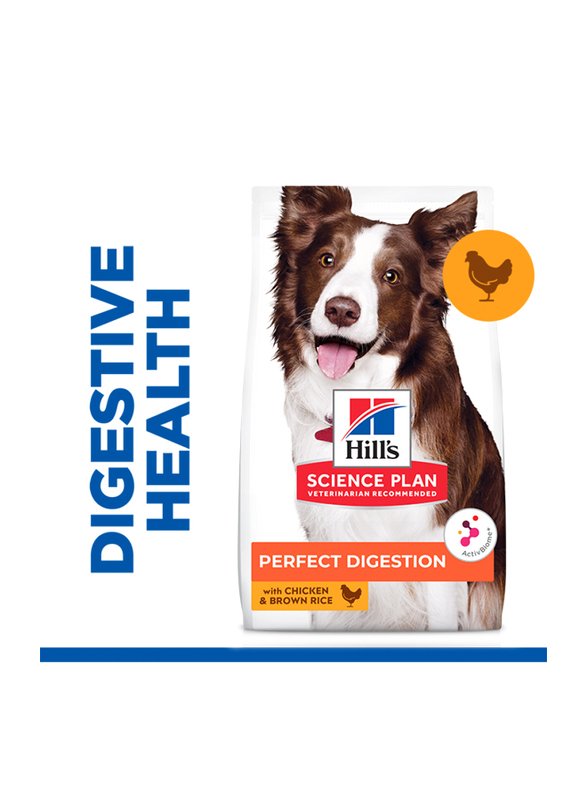 Hill's Science Plan Chicken & Brown Rice Medium Adult 1+ Dog Perfect Digestion Dry Food, 14 Kg