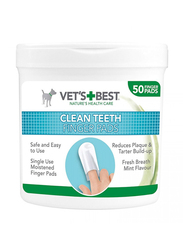 Vet's Best Clean Teeth Finger Wipes, 50 Pieces, White