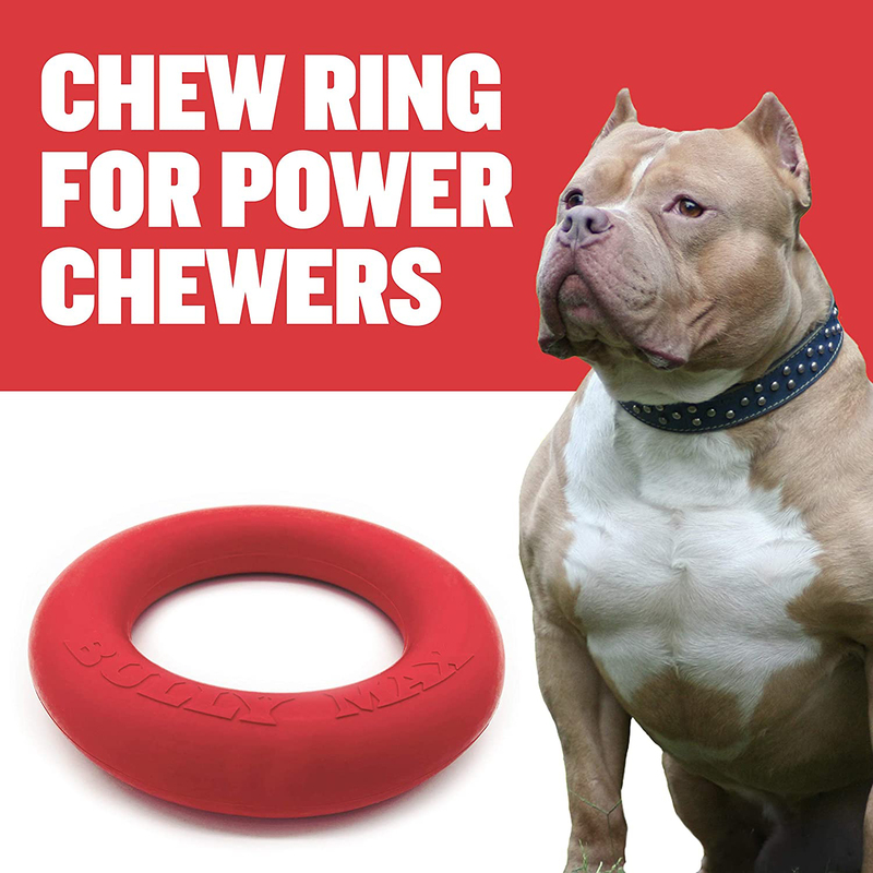 Bully Max Heavy Duty Dog Chew Ring Toy, Medium, Red