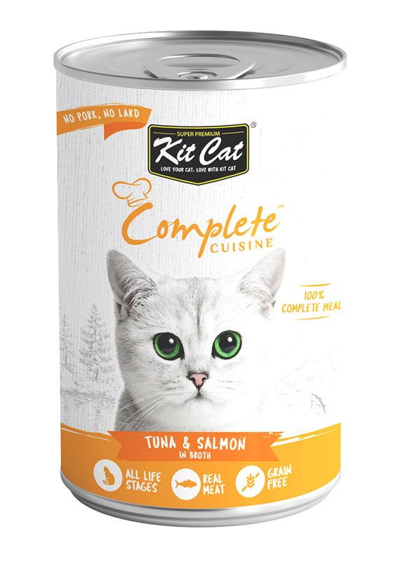 KitCat Complete Cuisine Tuna & Salmon Flavour In Broth Can Wet Cat Food, 150g