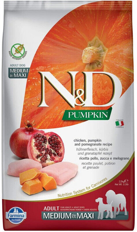 

Farmina N&D Pumpkin Medium / Maxi ADULT DOG - Chicken & Pomegranate - 2.5kg