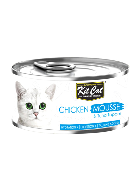 KitCat Chicken Mousse with Tuna Topper Can Wet Cat Food, 80g