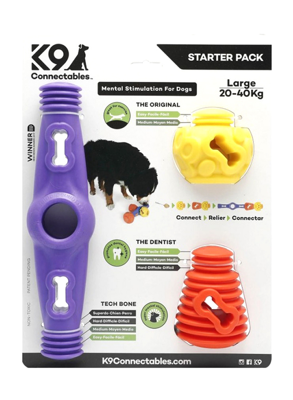 K9 Connectables Starter Pack Toy, Large, Purple/Orange/Yellow