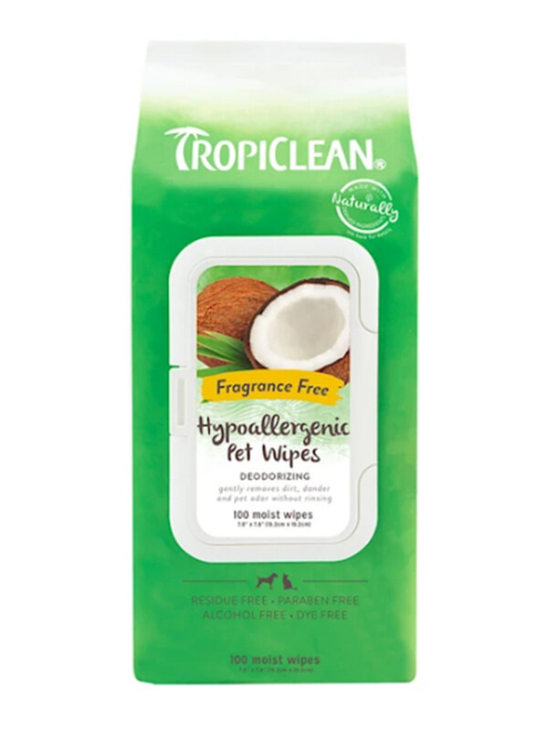 

Tropiclean Hypoallergic Pet Wipes, 100 Pieces, Green