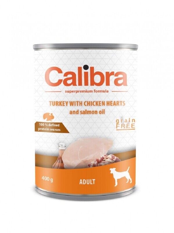 

Calibra Adult Dog - Turkey With Chicken Hearts & Salmon Oil - Can - BOX - 6*400g