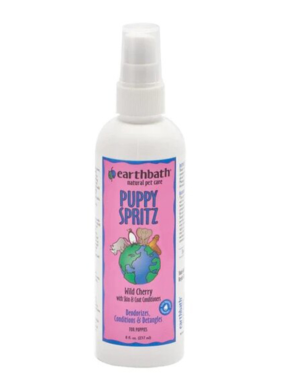 Earth Bath 3-in-1 Deodorizing Puppy Spritz in Wild Cherry, 237ml, Pink