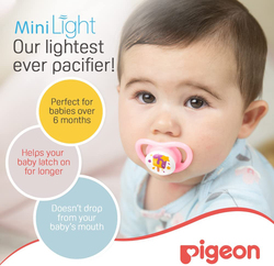 Pigeon Minilight Pacifier for Girl, Medium, Orange