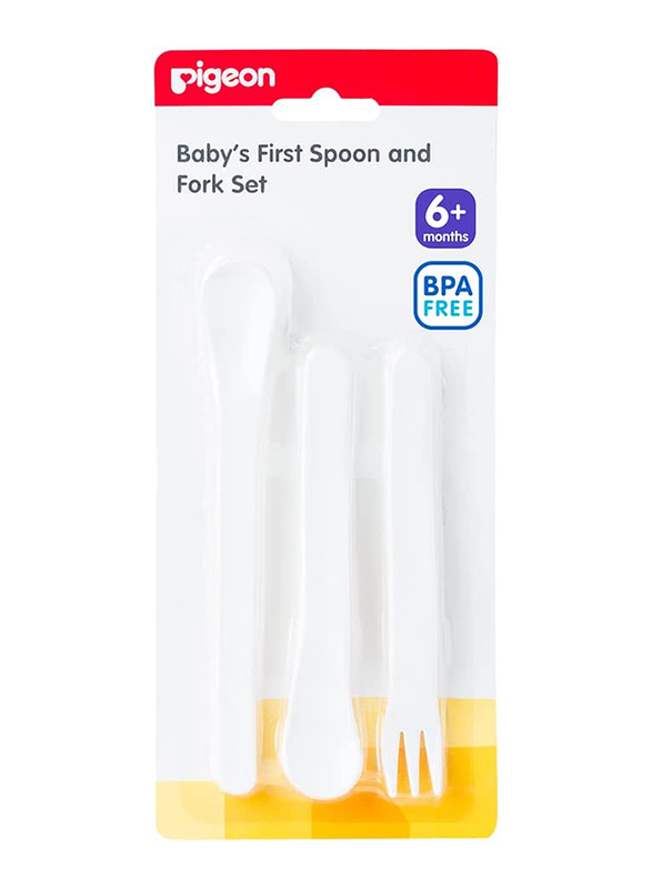Pigeon Baby's First Spoon & Fork Set, White