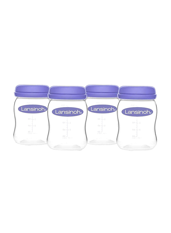 Lansinoh Breastmilk Storage Bottles, 4 x 160ml, Blue