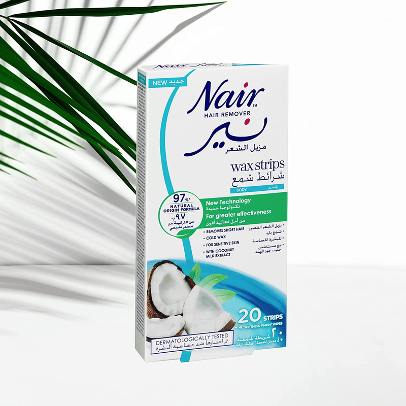 Nair Coconut Body Wax Strips, 20 Strips