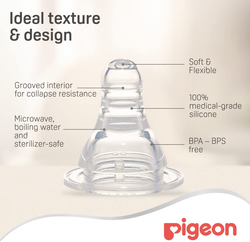 Pigeon Slim Neck Type Peristaltic Nipple, Large, Clear