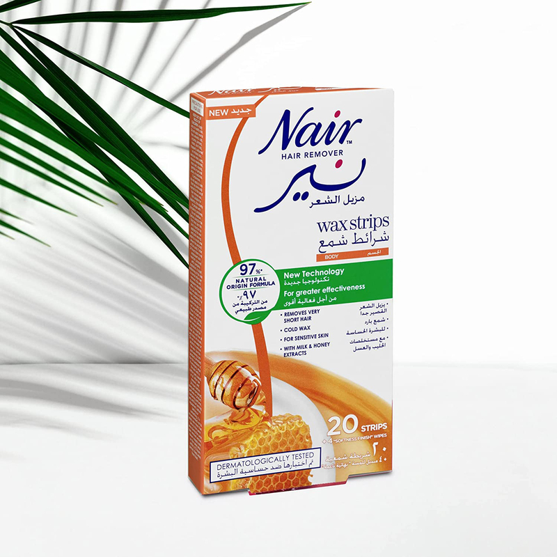 Nair Milk & Honey Body Wax Strips, 20 Strips