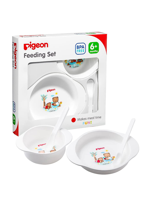 Pigeon Feeding Set, White