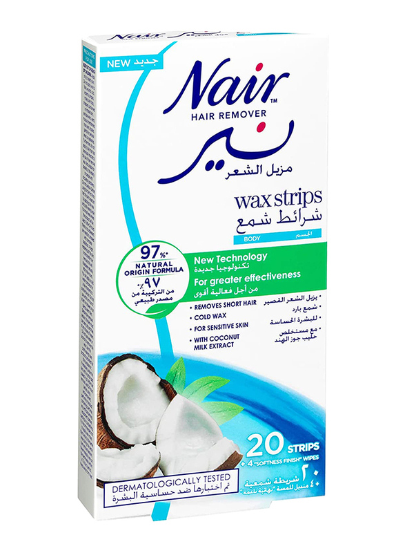 Nair Coconut Body Wax Strips, 20 Strips