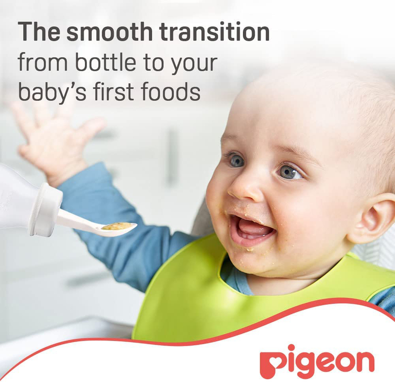 Pigeon Weaning Bottle with Spoon, 240ml, White