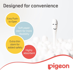 Pigeon 200-Piece Cotton Swabs Extra Thin Stem for Kids