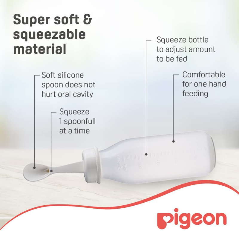 Pigeon Weaning Bottle with Spoon, 240ml, White