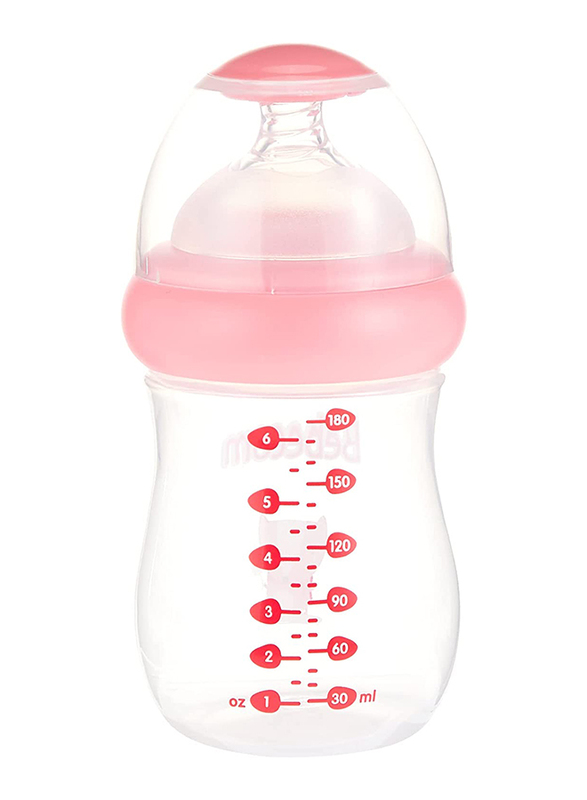 Bebecom Decorated Wide Neck PP Bottle, 180ml, Pink