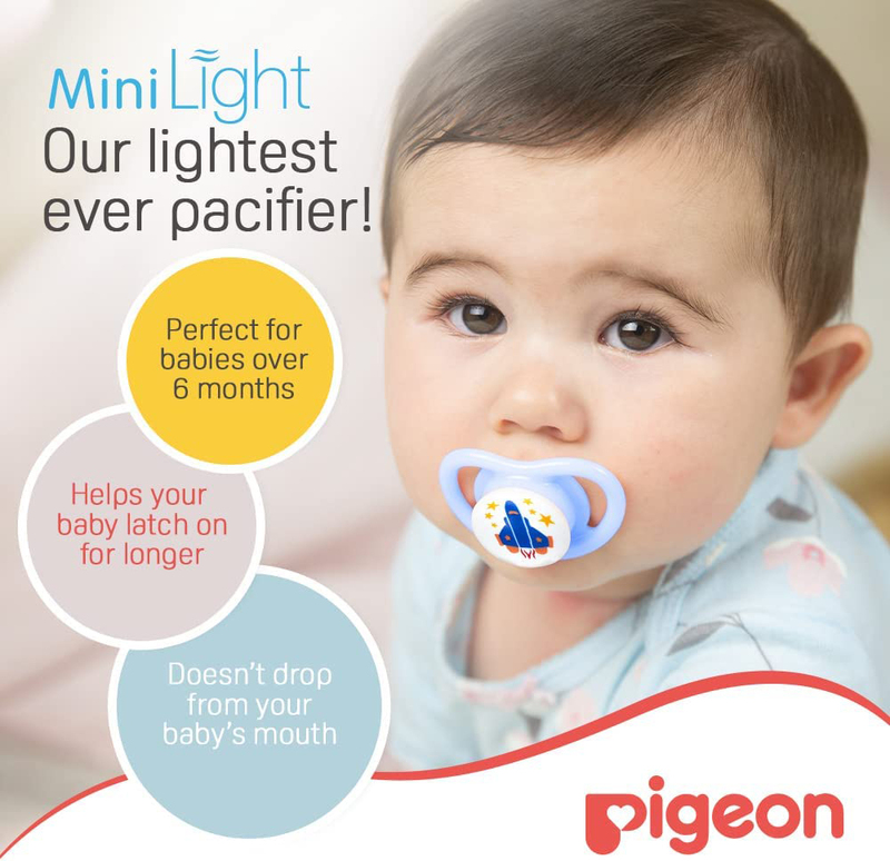 Pigeon Twin Minilight Pacifier for Boy, Medium, Blue