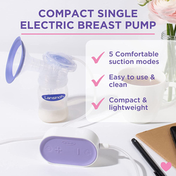 Lansinoh Compact Single Electric Breast Pump, Lavender