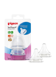 Pigeon Wide Neck Peristaltic Plus Nipple Blister, 2 Pieces, Large, Clear