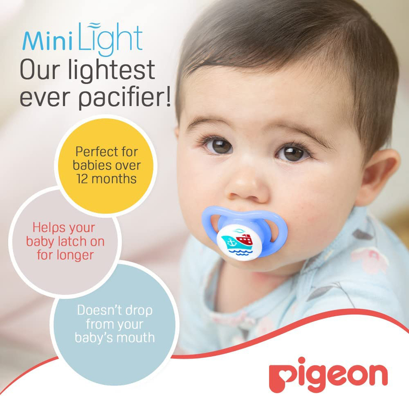 Pigeon Twin Minilight Pacifier for Boy, Large, Blue