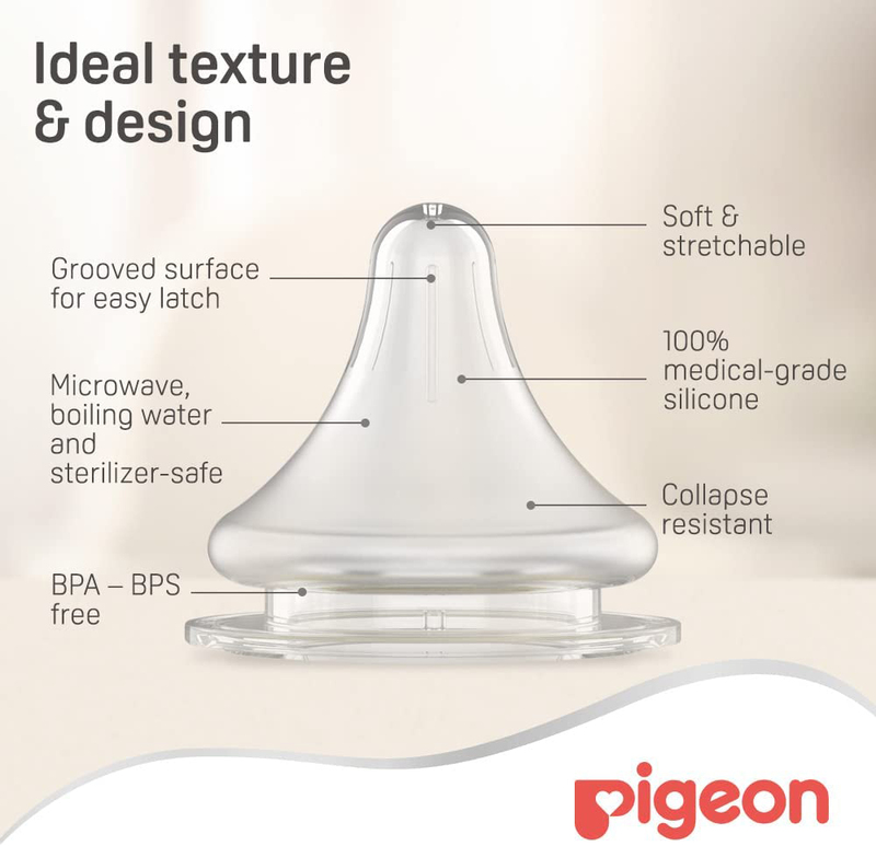 Pigeon Soft Touch Wide Neck Nipple LL Blister, Clear