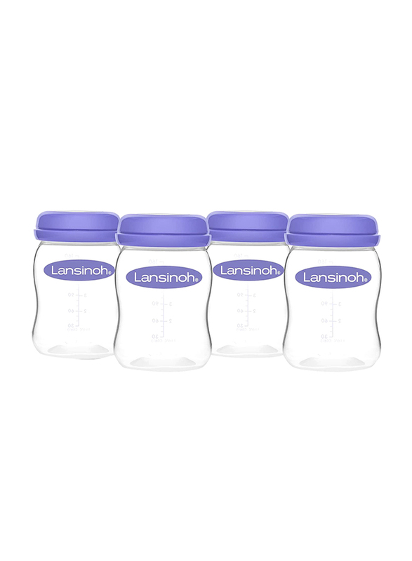 Lansinoh Breastmilk Storage Bottles, 4 x 160ml, Blue