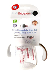 Bebecom Dinosaur Baby Straw Cup, 260ml, White