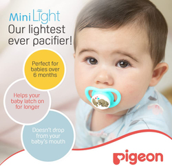 Pigeon Twin Minilight Pacifier for Girl, Medium, Orange/Aqua