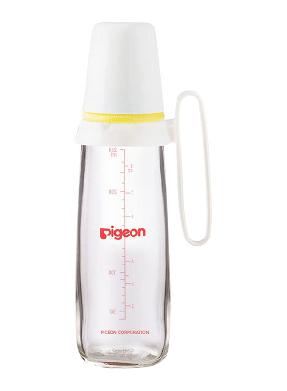 Pigeon Glass Bottle with Handle, 240ml, White