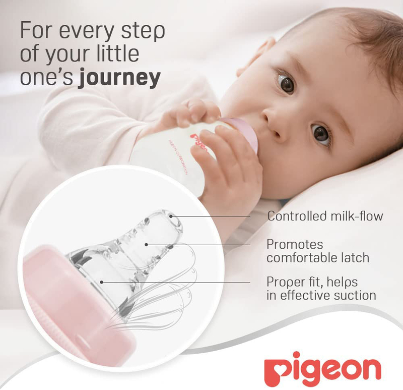 Pigeon Plastic Feeding Bottle with Transparent Cap, 120ml, Red