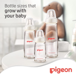 Pigeon Glass Feeding K-6 Bottle with Transparent Cap, 200ml, White
