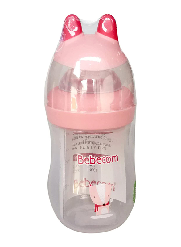 Bebecom Animal Shape Decorated Wide Neck PP Bottle, 260ml, Assorted