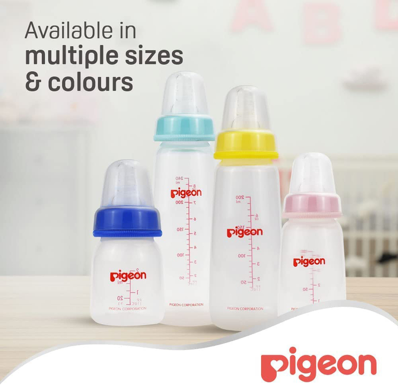 Pigeon Plastic Feeding Bottle with Transparent Cap, 240ml, Blue