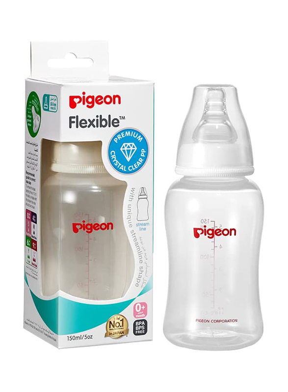 Pigeon Flexible Stream Line Small Neck Pp. Bottle, 150ml, White