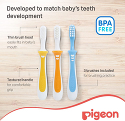 Pigeon 3-Piece Trainer Toothbrush Set for Kids
