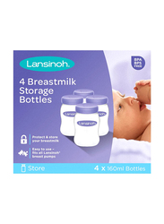 Lansinoh Breastmilk Storage Bottles, 4 x 160ml, Blue