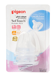 Pigeon Soft Touch Wide Neck Nipple LL Blister, 2 Pieces, Clear