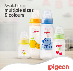 Pigeon Fruits Decorated Plastic Bottle, 240ml, Green