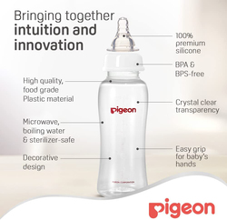 Pigeon Streamline Slim Neck PP Decorated Bottle, 250ml, White