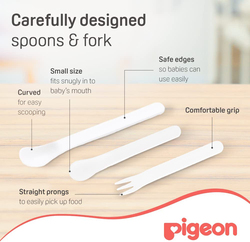 Pigeon Baby's First Spoon & Fork Set, White