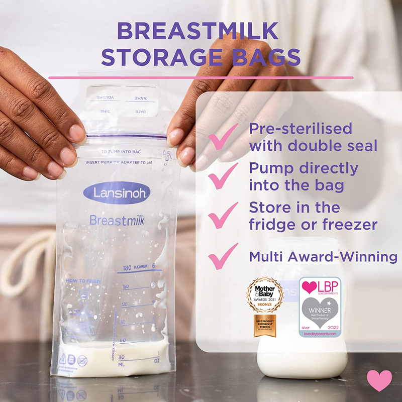 Lansinoh Breastmilk Storage Bags, 25 Sachet, Clear