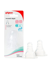 Pigeon Slim Neck Type Peristaltic Nipple Blister, 2 Pieces, Small, Clear
