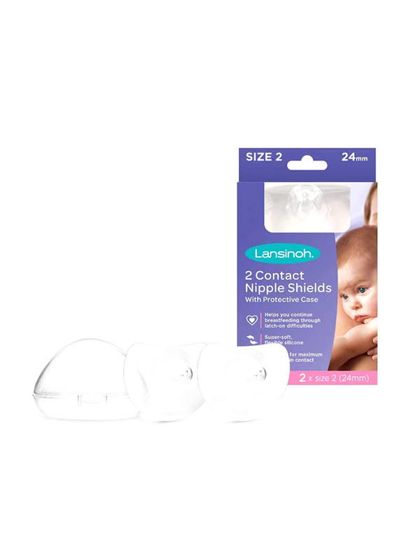 Lansinoh Contact Nipple Shields, 2 Pieces, 24mm, Clear